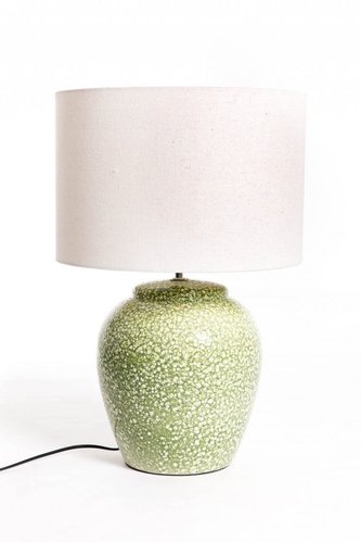 Lámpara cerámica verde  con pantalla
