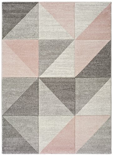alfombra gris y rosa