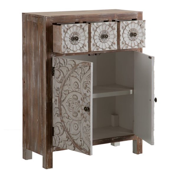 Mueble auxiliar natural-blanco rozado mandala - BEGUI
