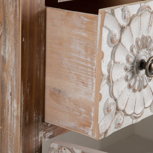 Mueble auxiliar natural-blanco rozado mandala
