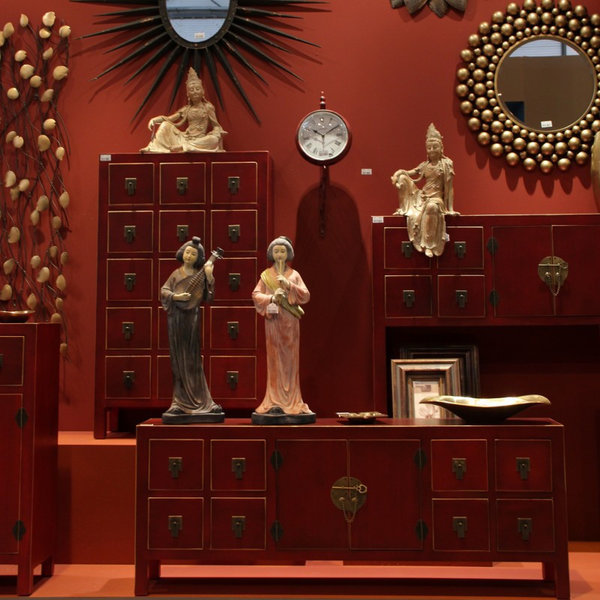 Mueble auxiliar coleccion oriental rojo