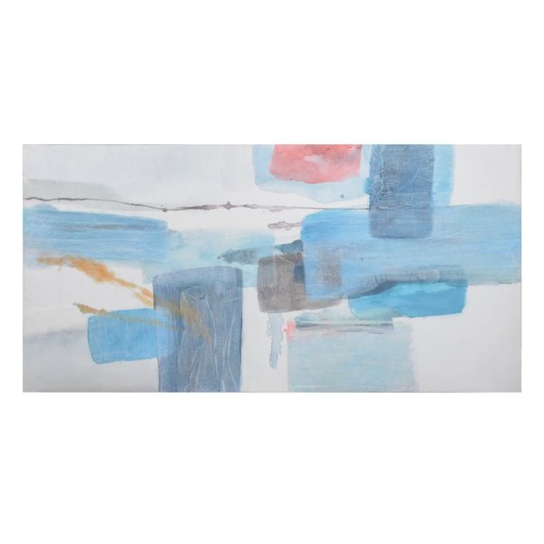 Cuadro abstracto azul-blanco lienzo 140 x70.