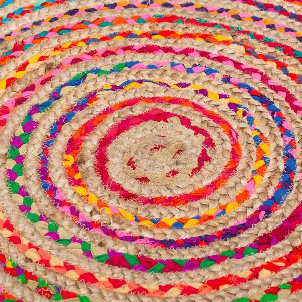 Alfombra redonda yute y algodón multicolor de 120
