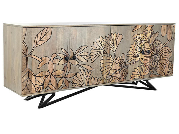 Mueble tv madera natural y hierro