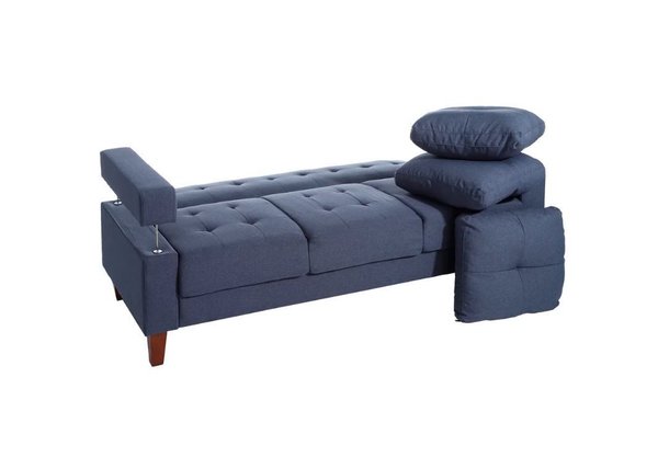 sofá cama diseño tres plazas azul