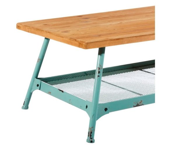 mesa turquesa y madera