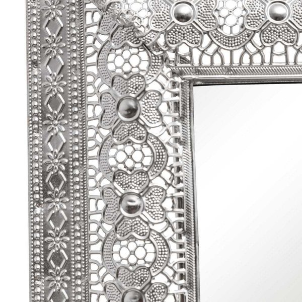 Espejo vestidor metal plata árabesco