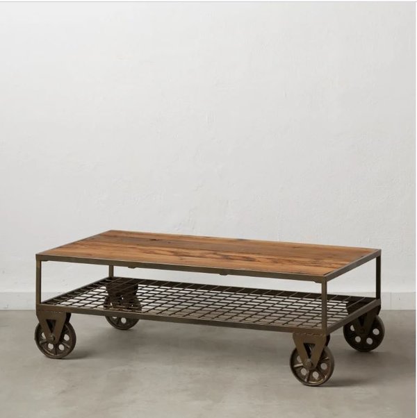 mesa madera ruedas industrial