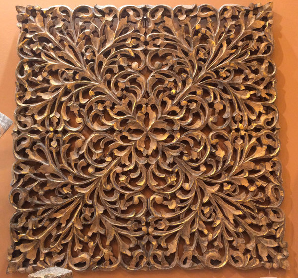 Panel madera tallado en oro envejecido
