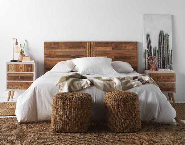 Cabecero tallado madera cama 135