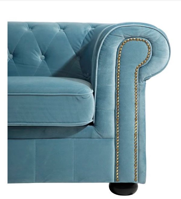 sofá chester terciopelo azul
