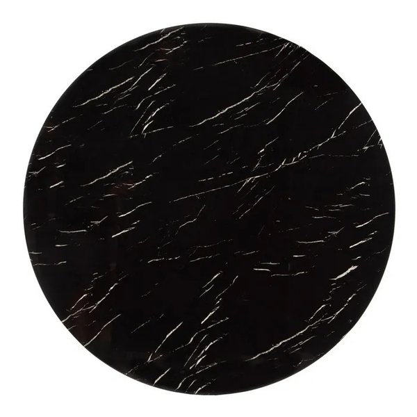 mesa  redonda cristal negro ( imita mármol )