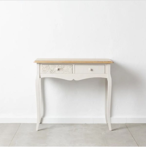 mueble auxiliar blanco y madera