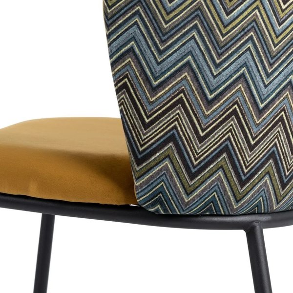 silla tapizada geométrico mostaza