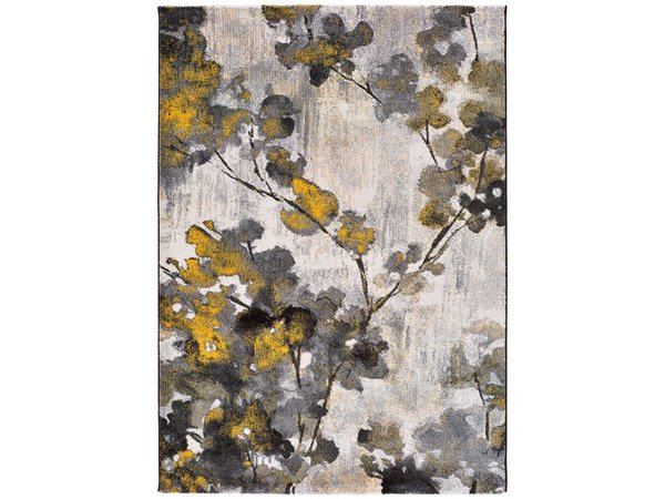 alfombra flores amarilla y gris